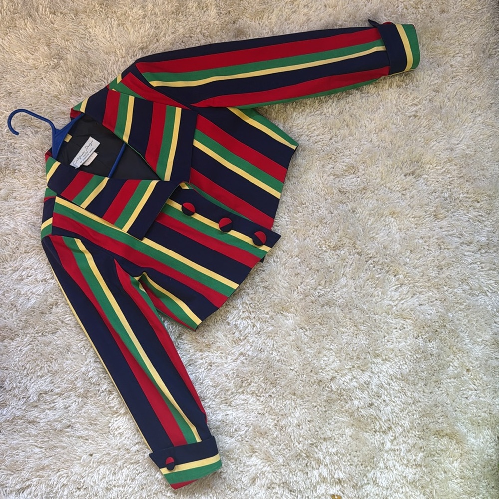 California designs by Dorothy Samuel Vintage Striped Multicolor Cropped Jacket - Picture 11 of 15